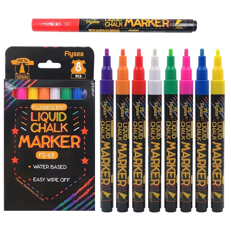 Whiteboard Marker Set - 8 adet Sıvı Tebeşir İşaretleyiciler-Yıkanabilir ve