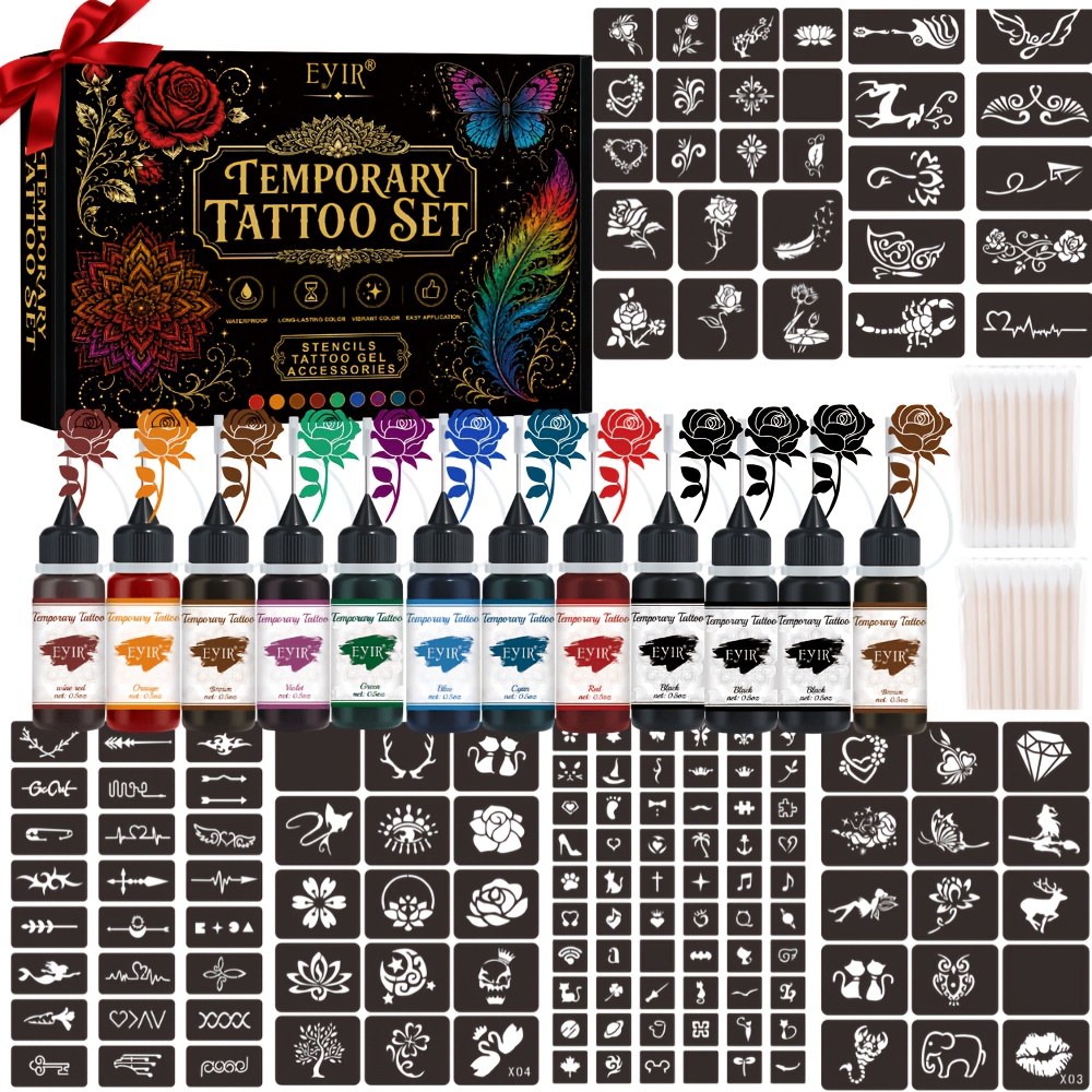 12 Renkli Geçici Dövme Jeli Kı - Gel Ink Pen Set incelemesi ve fiyatı