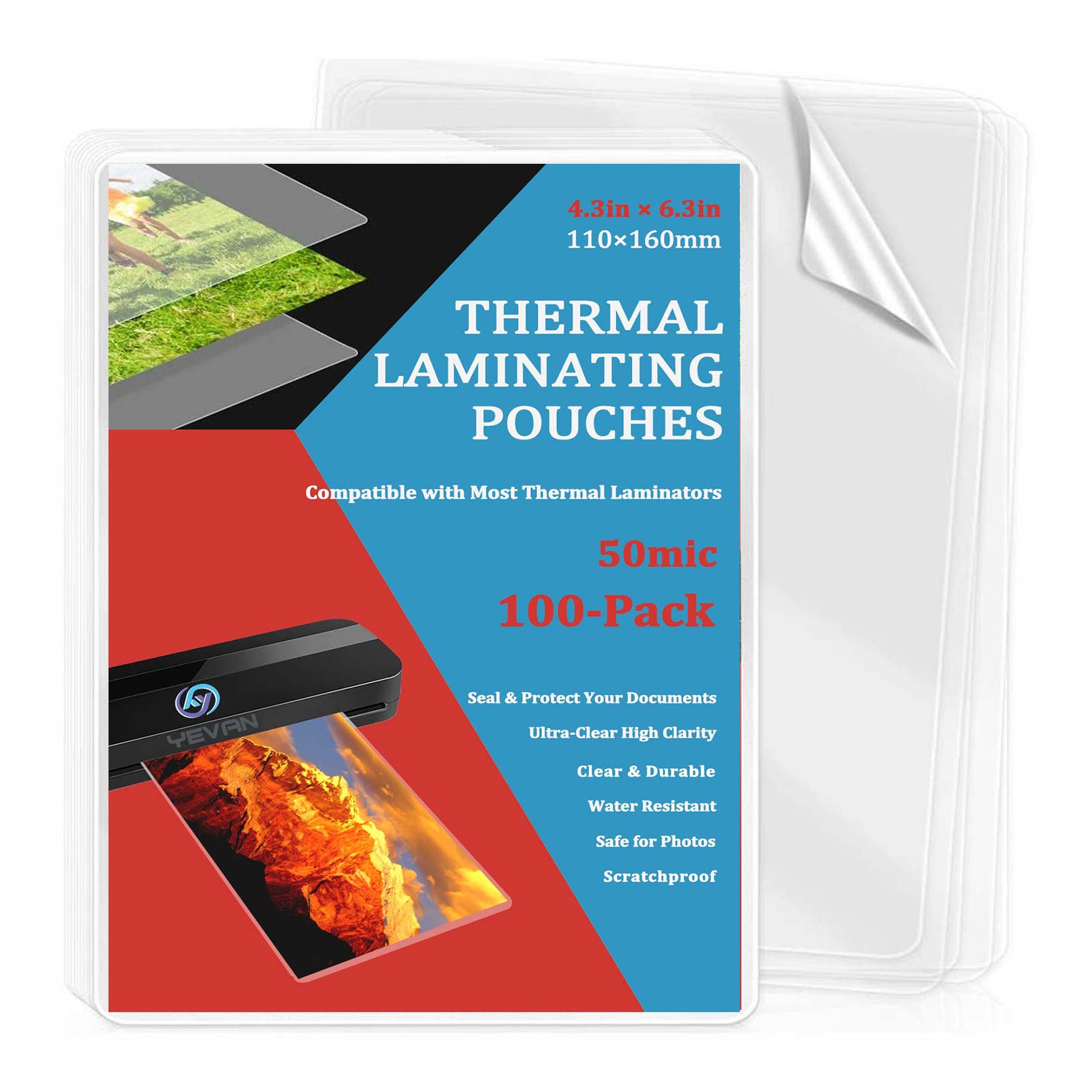 100 Sayfa 4,3×6,3 inç Termal L - Document Laminator Pouch incelemesi ve fiyatı